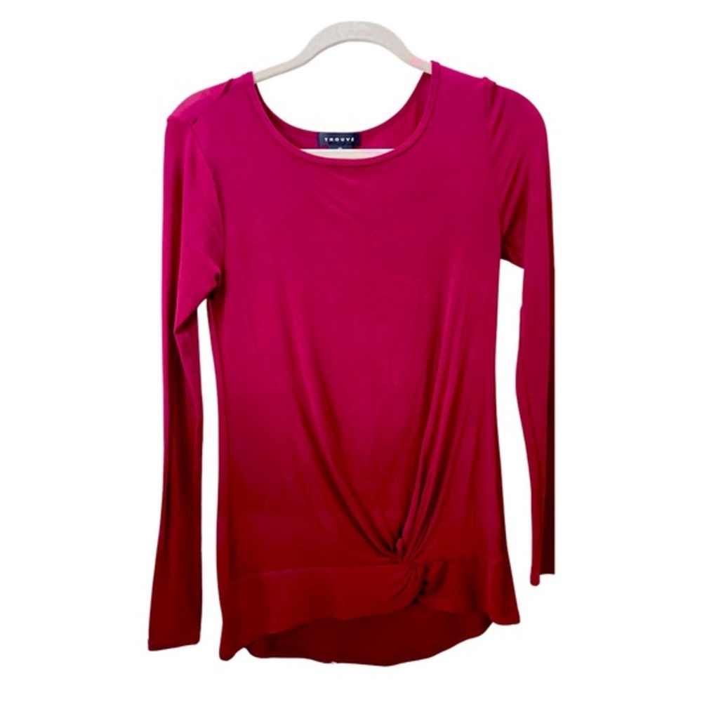 Trouvé long sleeved maroon twist front detail top XS‎